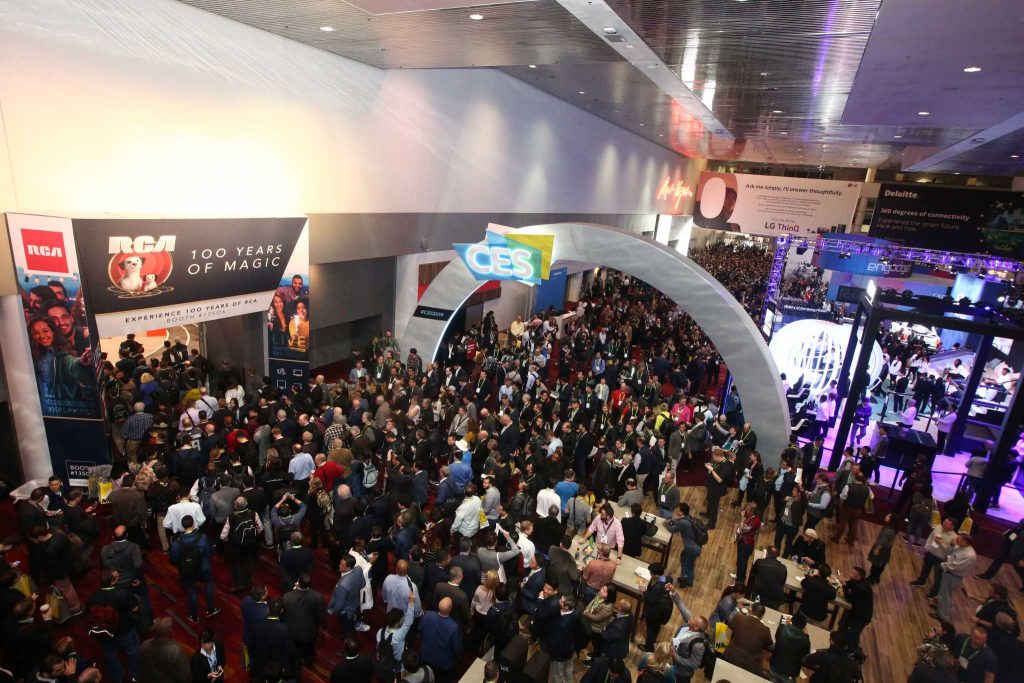 Attendees arrive for the opening day of CES 2019.